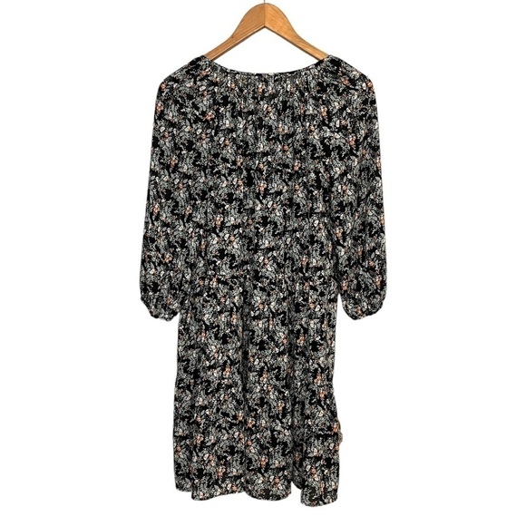 Banana Republic Dark Ditsy Floral Floaty Tiered Dress with Three Quarter Sleeves - Picture 7 of 16